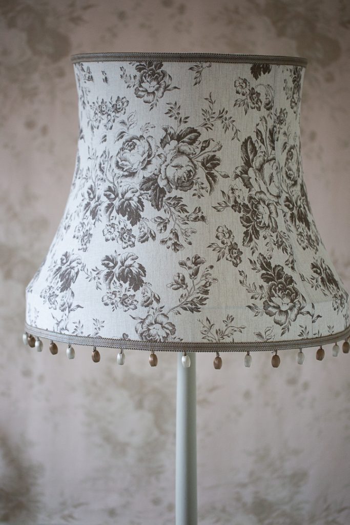 Cabbages Roses Paris Rose Charcoal Traditional Bowed Drum Lampshade