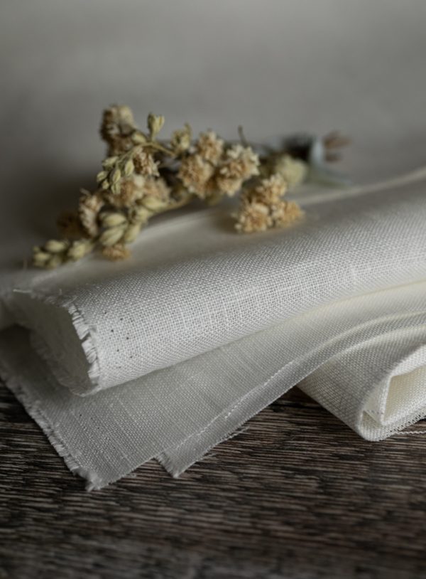 Ivory White Plain Irish Linen